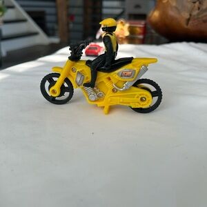 Vintage Hot Wheels Yellow Toy Motorcycle with Rider